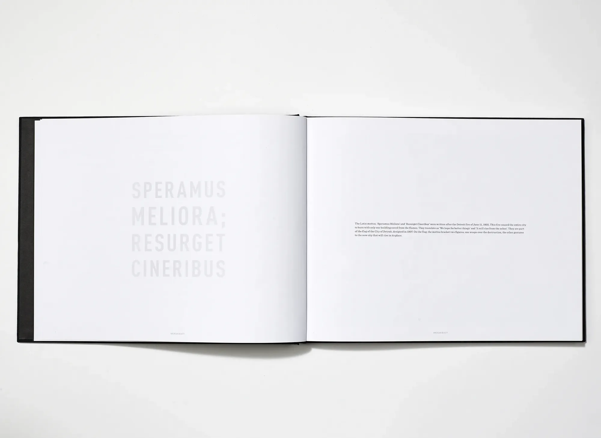 Latin epigraph introduction spread