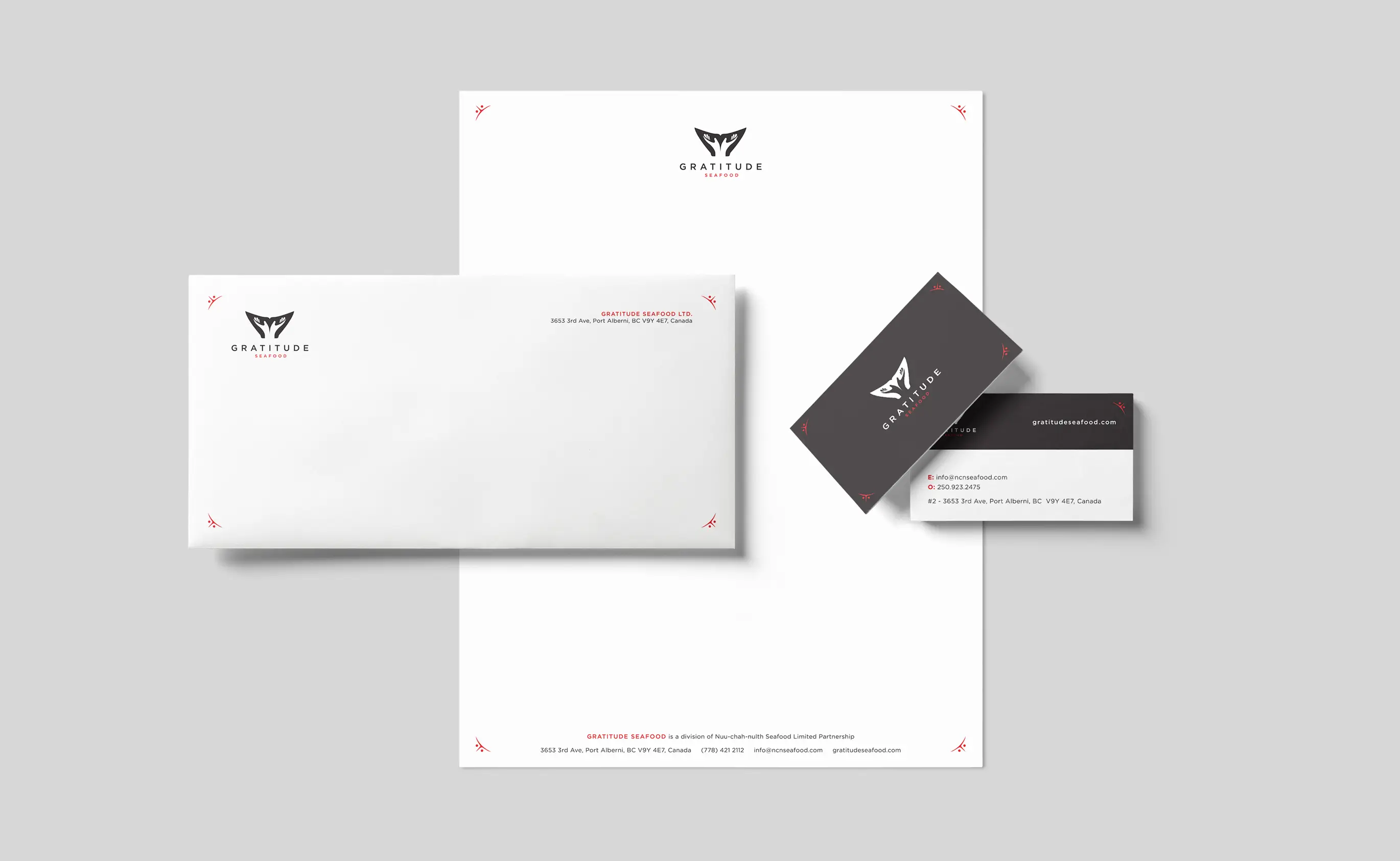 Gratitude Seafood stationery suite