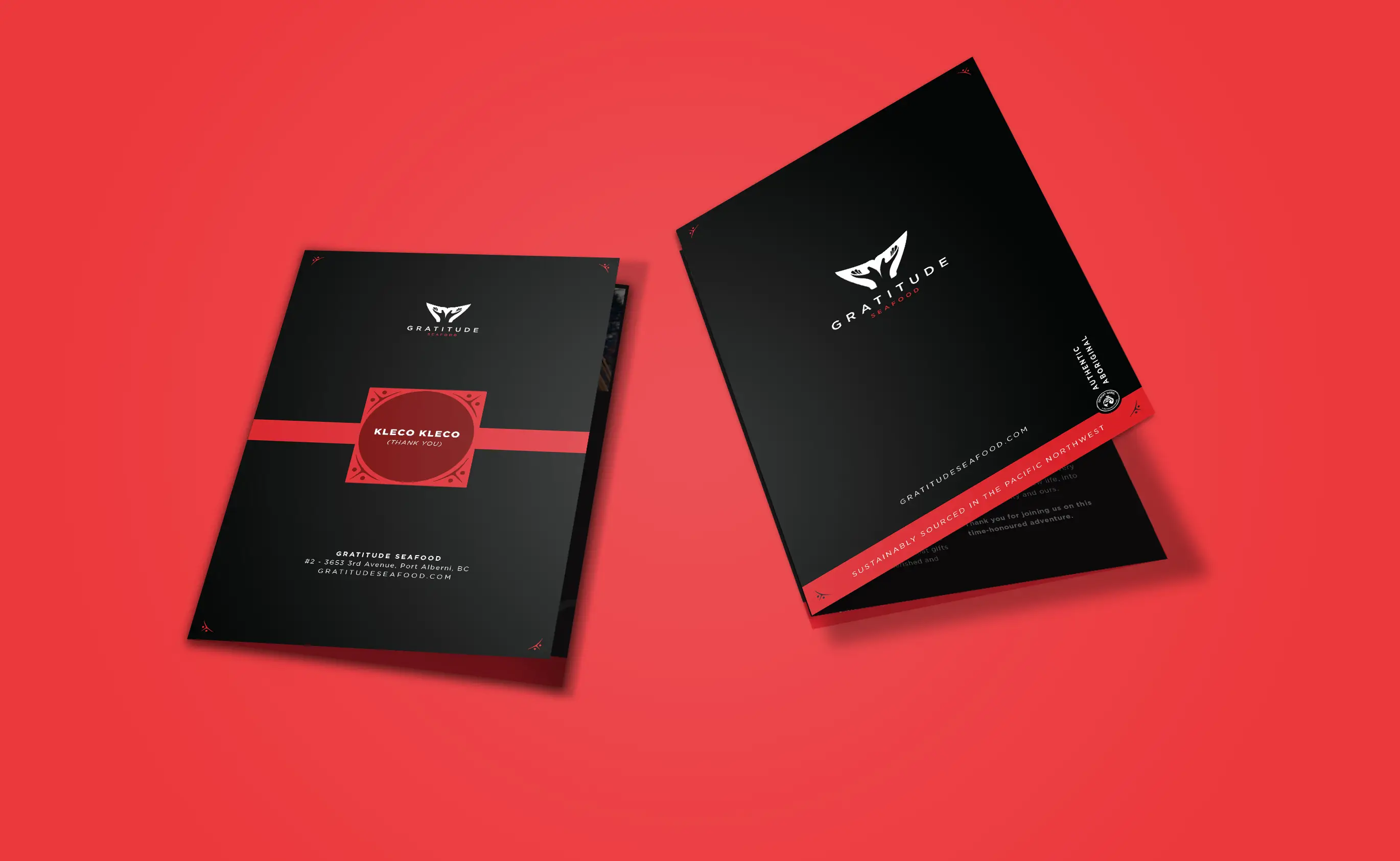 Gratitude Seafood Z-fold direct mailer — Kleco Kleco