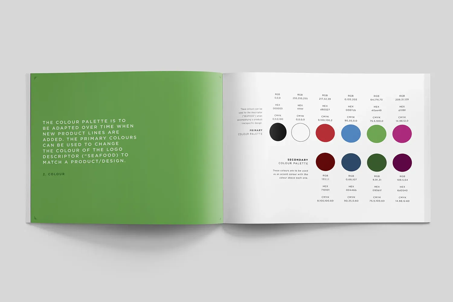 Gratitude Seafood brand guideline colour palette