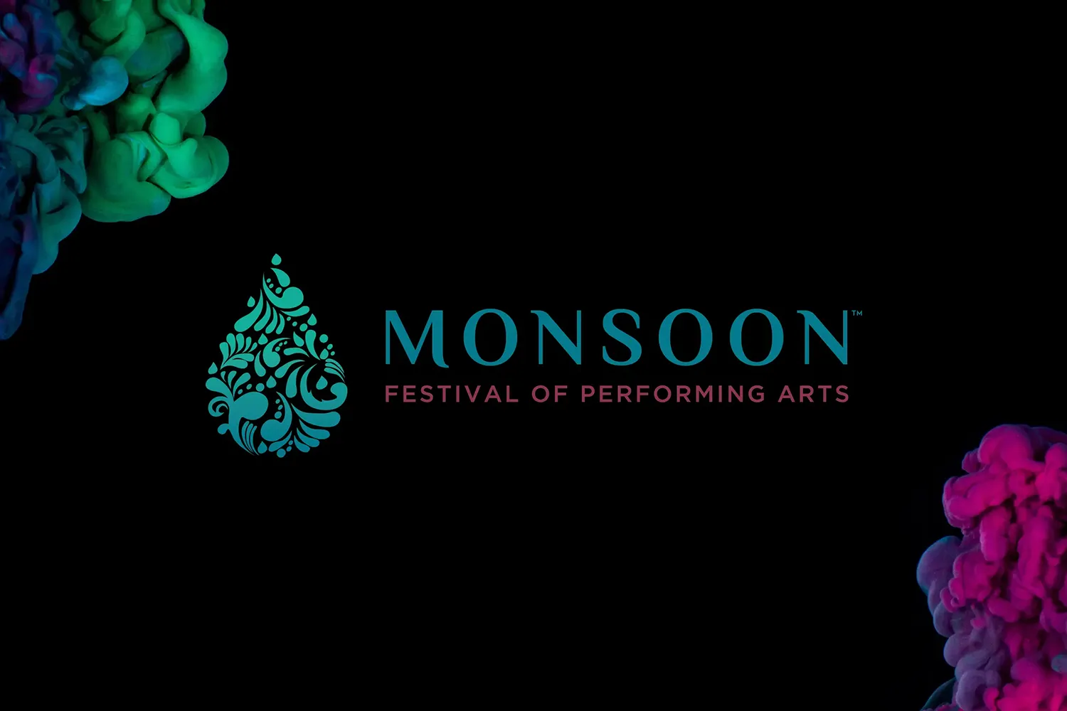 Monsoon landscape logo with ink explosions