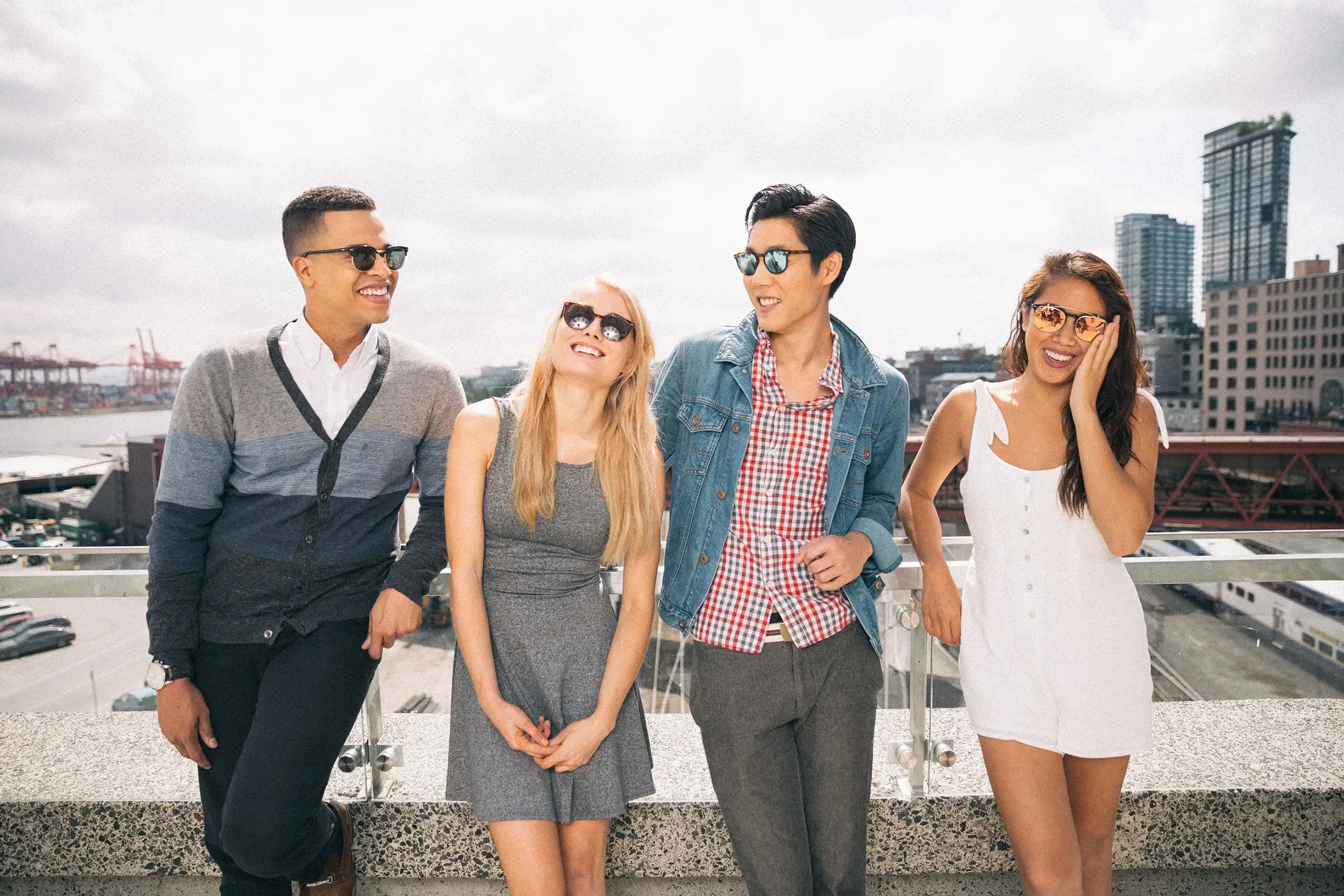 Oxford & Kin group lifestyle shot in sunglasses
