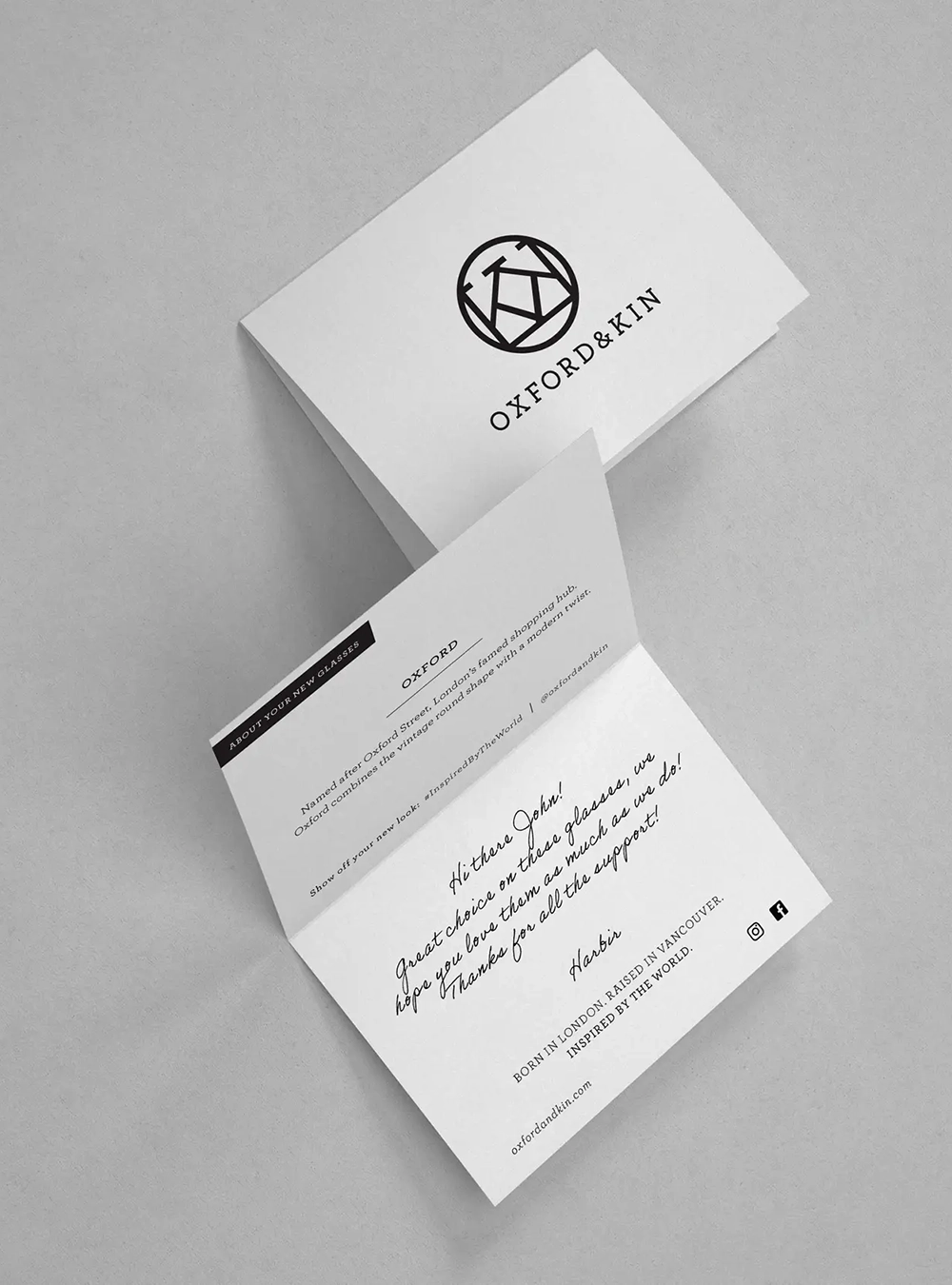 Oxford & Kin thank you card