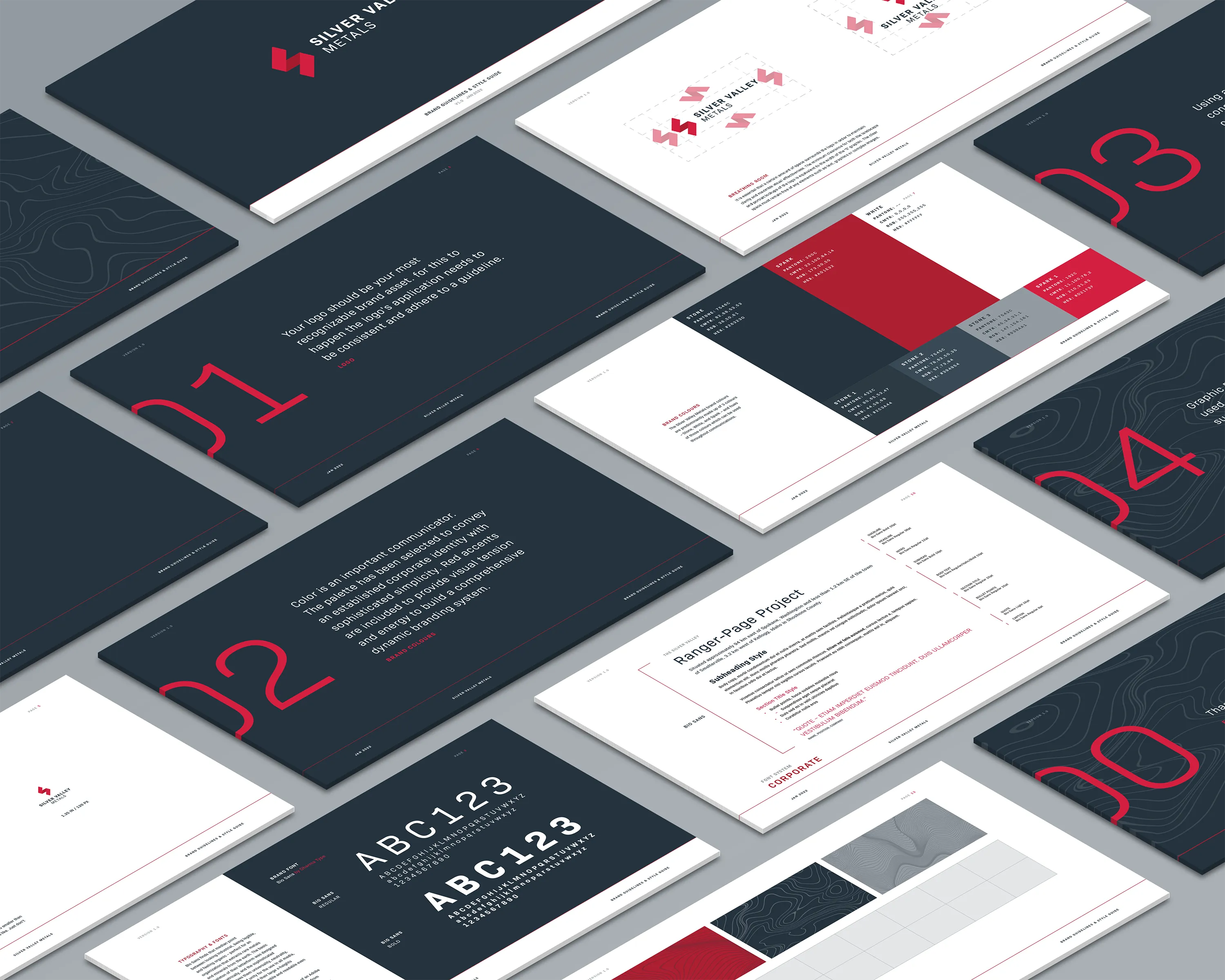 Silver Valley Metals brand guidelines spread