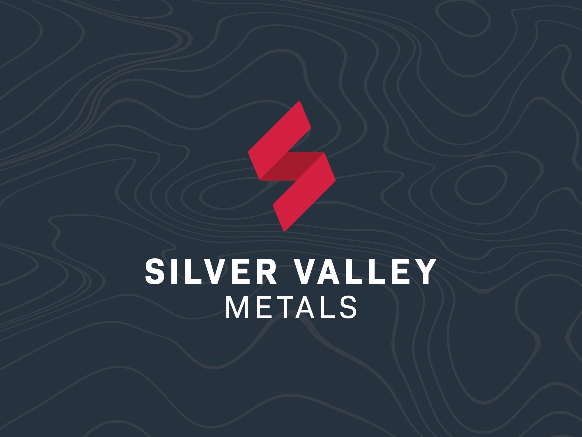 Silver Valley Metals brand mark on dark topographic background